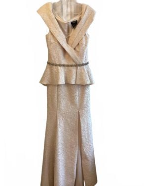 Terani Off-The-Shoulder Beaded Evening Gown - Natural