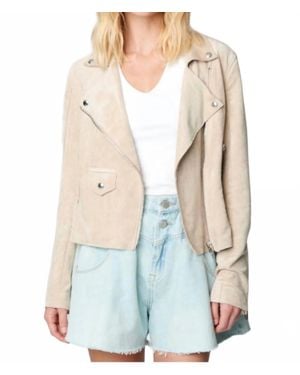 Blank NYC Faux Suede Moto Jacket - Natural