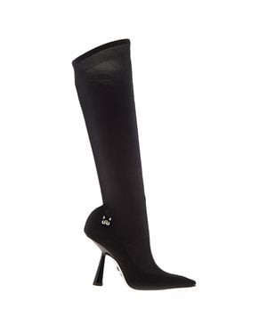 Jimmy Choo Luna 100 Stretch Mesh Boots - Black