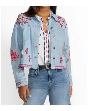 Johnny Was Talulla Cropped Denim Jacket - Blue