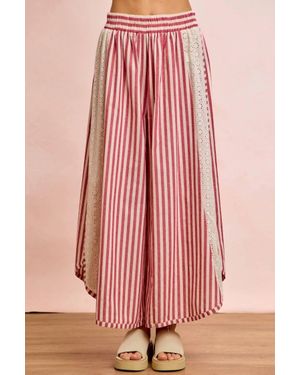 Bibi Stripe Eyelet Side Pants - Pink
