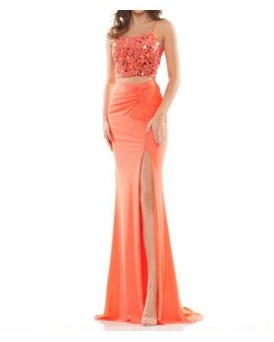 Colors Dress Two Piece Mosaic Top Gown - Red