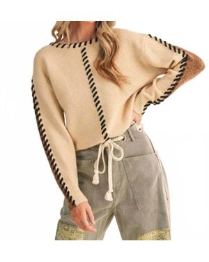 ..,merci Whip Stitch Two-Tone Sweater - Natural