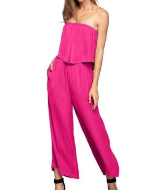 Naked Zebra Layered Top Cropped Jumpsuit - Pink