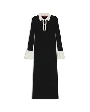 HUGO Knitted Tube Dress With Stacked-Logo Keyhole Placket - Black