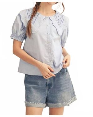 Jodifil Vintage Darling Lace Collar Top - Gray