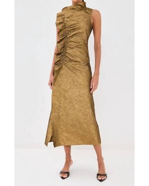 Ulla Johnson Demetria Sleeveless Ruched Front Midi Dress - Natural