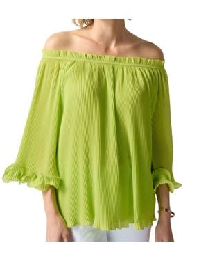 Joseph Ribkoff Off The Shoulder Pleated Top - Green