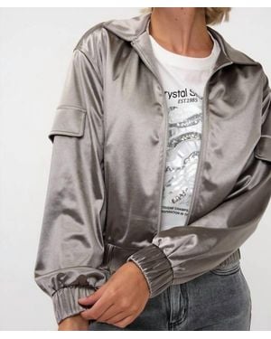 EsQualo Metallic Bomber Jacket - Gray