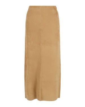 Ferragamo Lambskin Leather Pencil Skirt - Natural