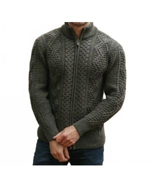 Aran Woollen Mills Full Zip Cardigan - Green