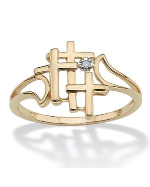 Palmbeach Jewelry Diamond Accent Triple Cross Ring - Metallic