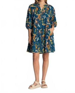LulaLife Prairie Mini Shirtdress - Blue