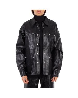 Isabel Marant Abelia Leather Shirt, Brand Size 36 (Us - Black