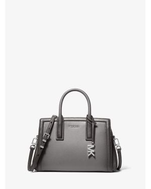 Michael Kors Laila Small Burnished Leather Satchel - Gray