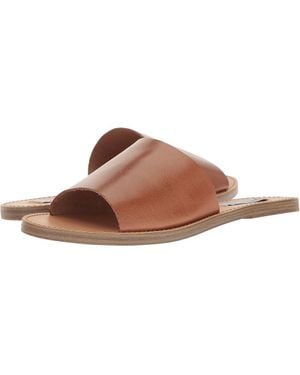 Steve Madden Grace Sandals Cognac Leather Slip On Slide Khd2666 - Brown