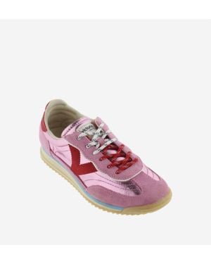 Victoria Saturno Metallic Nylon And Suede Sneakers - Pink