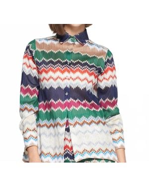 Vilagallo Zig Zag Knit Blouse - Multicolor