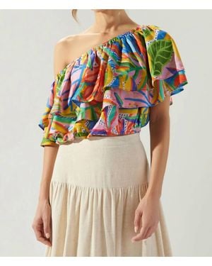 Sugarlips Nadine One Shoulder Ruffle Blouse - Multicolor