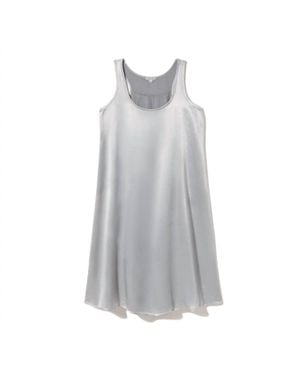 PJ Harlow Jessica Satin Knee Length Gown With Pleated Back - Gray