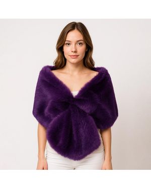 TRUEDAMES Faux Fur Shawl Wrap Poncho - Purple