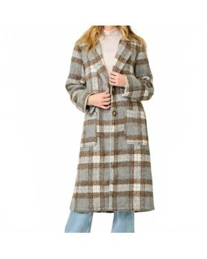 Mystree Plaid Long Coat - Natural