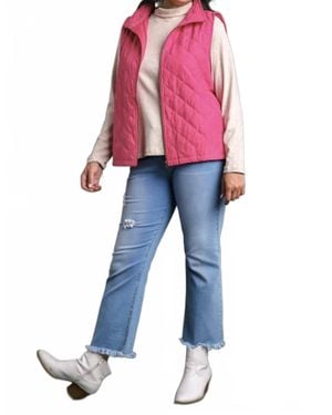 Umgee Quilted Zip Front Vest - Blue