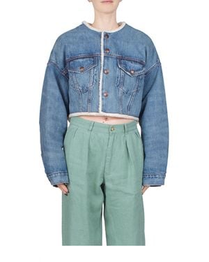 Denimist Blake Oversized Cropped Denim Jacket - Blue