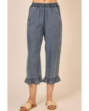 Cozy Co. Ruffle Chambray Capri - Blue