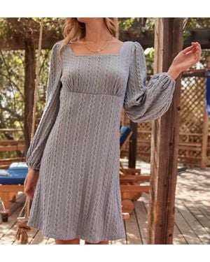 Hailey & Co Squareneck Puff Sleeve Knit Dress - Gray