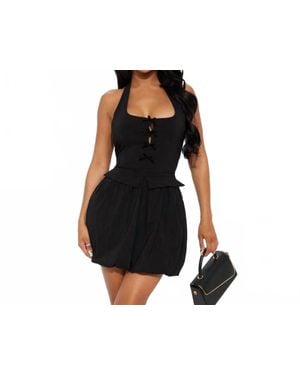 5Besties Bow Front Bubble Mini Dress - Black