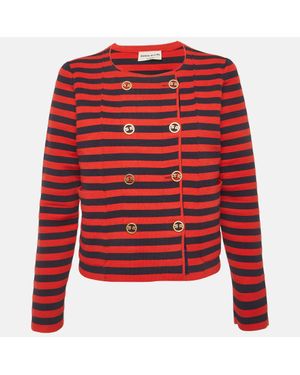 Sonia Rykiel Striped Knit Double Breasted Jacket - Red