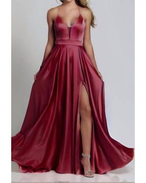 Dave & Johnny Strappy A-Line Gown - Red