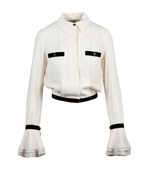 Elisabetta Franchi Velvet Embroidered Viscose Blouse - White