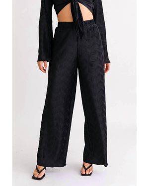 Sage & Citrus Vibing Lettuce Hem Pants - Black