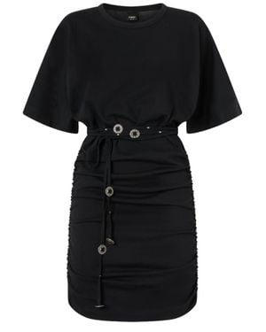 Pinko Cotton Dress With Decorative Belt - Black