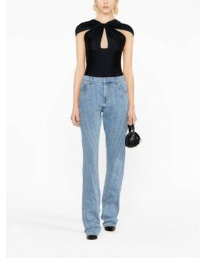 Mugler Pre-Loved Spiral Panel Detail Denim Pants - Blue