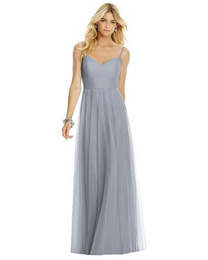 After Six Sweetheart Spaghetti Strap Tulle Dress - Gray