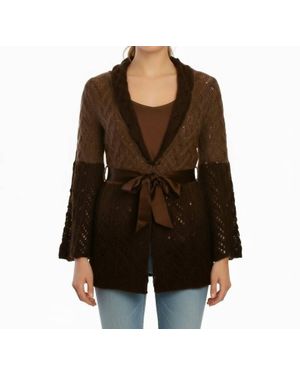 M.Rena Knitted Bell Sleeves And Tie Front Sweater - Black