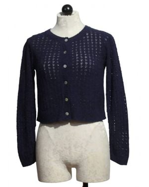 Goldie Tees Cotton Boucle Crop Cardigan - Blue