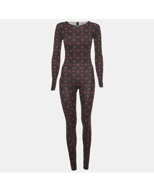 Marine Serre Printed Jersey Long Sleeve Jumpsuit - Black