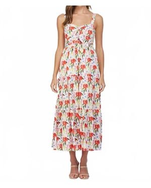Fate Cut Out Tie Front Floral Maxi Dress - Red