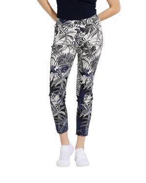 Joseph Ribkoff Tropical Print Slim Fit Pants - Blue