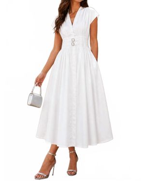 N by Nancy Sculpted Belted A-Line Maxi Dress - White