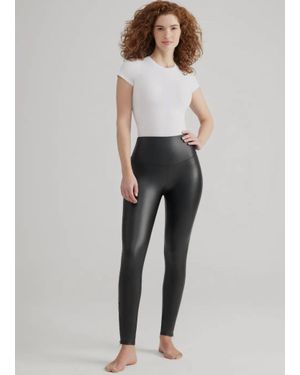 Yummie Faux Leather Shaping With Side Zip Legging - Gray