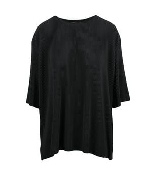 Herno Resort Pleated Round Neckline Polyester Blouse - Black