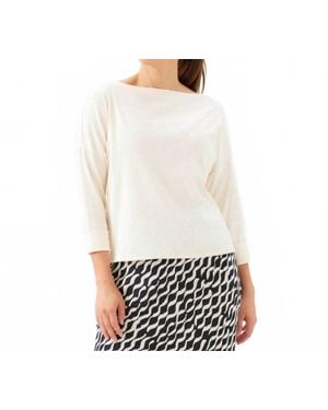 Karen Kane Ribbed Boatneck Top - White