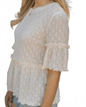 Grace and Lace Stretch Lace Peplum Top - Gray