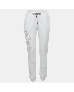 Roberto Cavalli Sport Logo Print Cotton Sweatpants - Gray