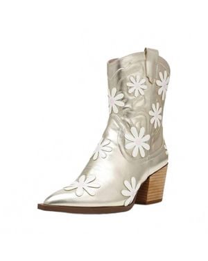 Betsey Johnson Disco Daisy Faux Leather Booties - Natural